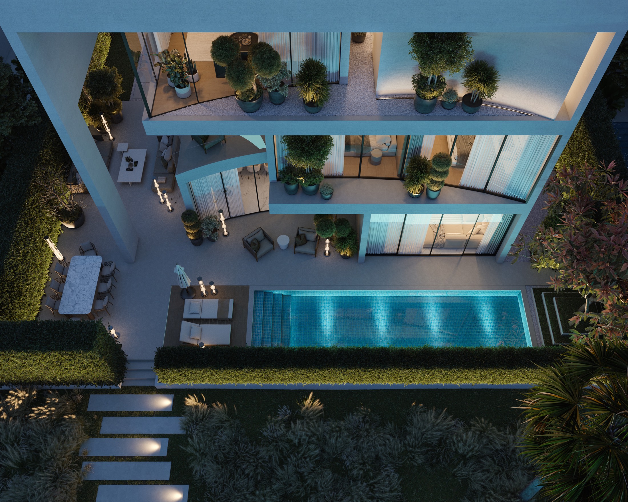 Lunaya top view at night